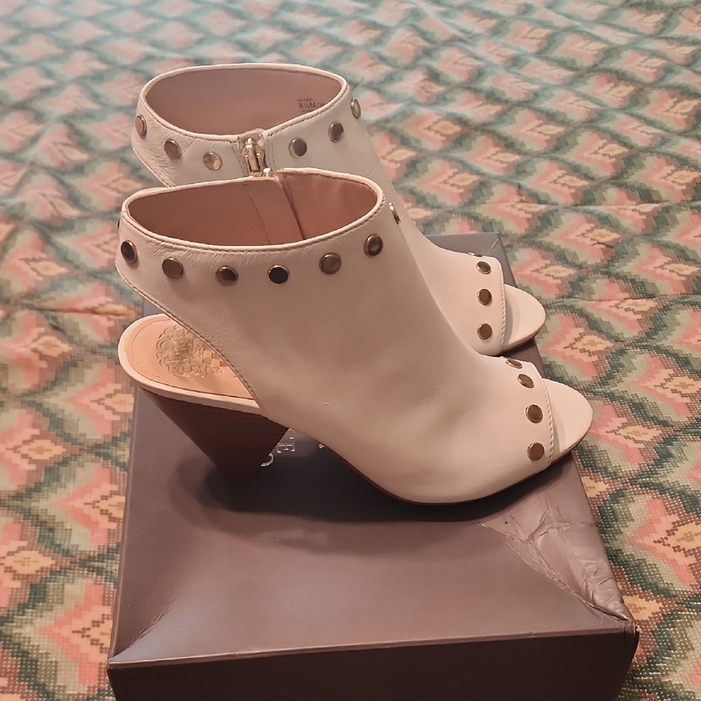 Chic White Studded Heeled Sandals